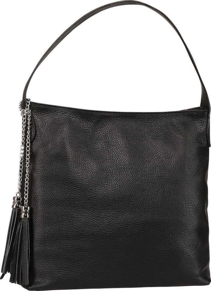 Toscanto Schultertasche Toscanto Damen Schultertasche Leder (Schultertasche), Damen Leder Schultertasche, schwarz ca. 40cm von Toscanto