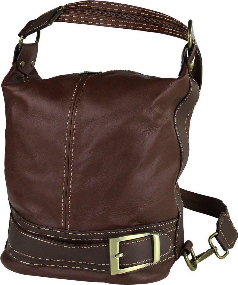 Toscanto Schultertasche Toscanto Damen Schultertasche Rucksack (Schultertasche), Damen Schultertasche, Rucksack Leder, braun, Größe ca. 23cm von Toscanto