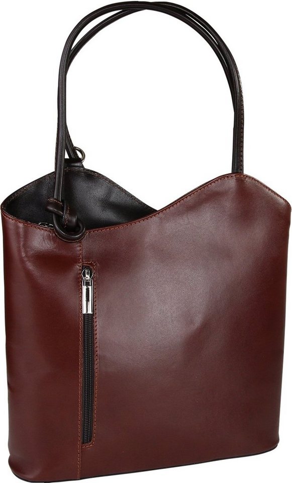 Toscanto Schultertasche Toscanto Damen Schultertasche Rucksack (Schultertasche), Damen Schultertasche, Rucksack Leder, braun, Größe ca. 28cm von Toscanto