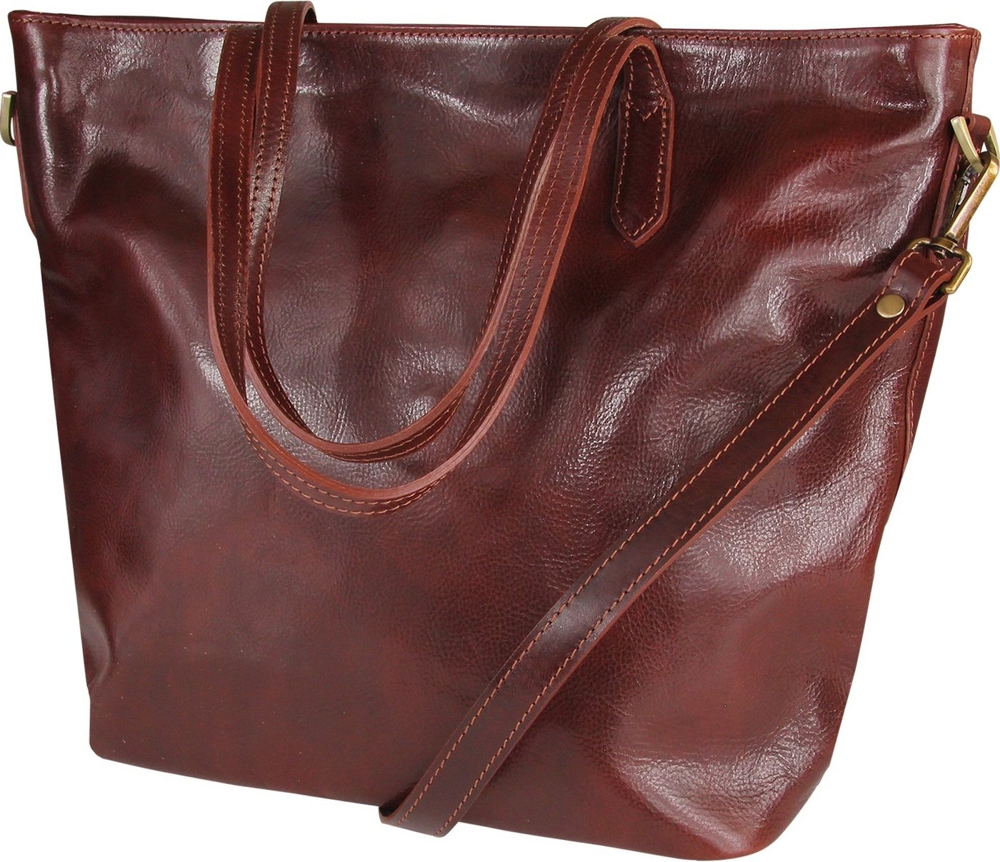 Toscanto Schultertasche Toscanto Damen Schultertasche Shopper (Schultertasche), Damen Schultertasche, Shopper, Businesstasche Leder, braun, Größe 32cm von Toscanto