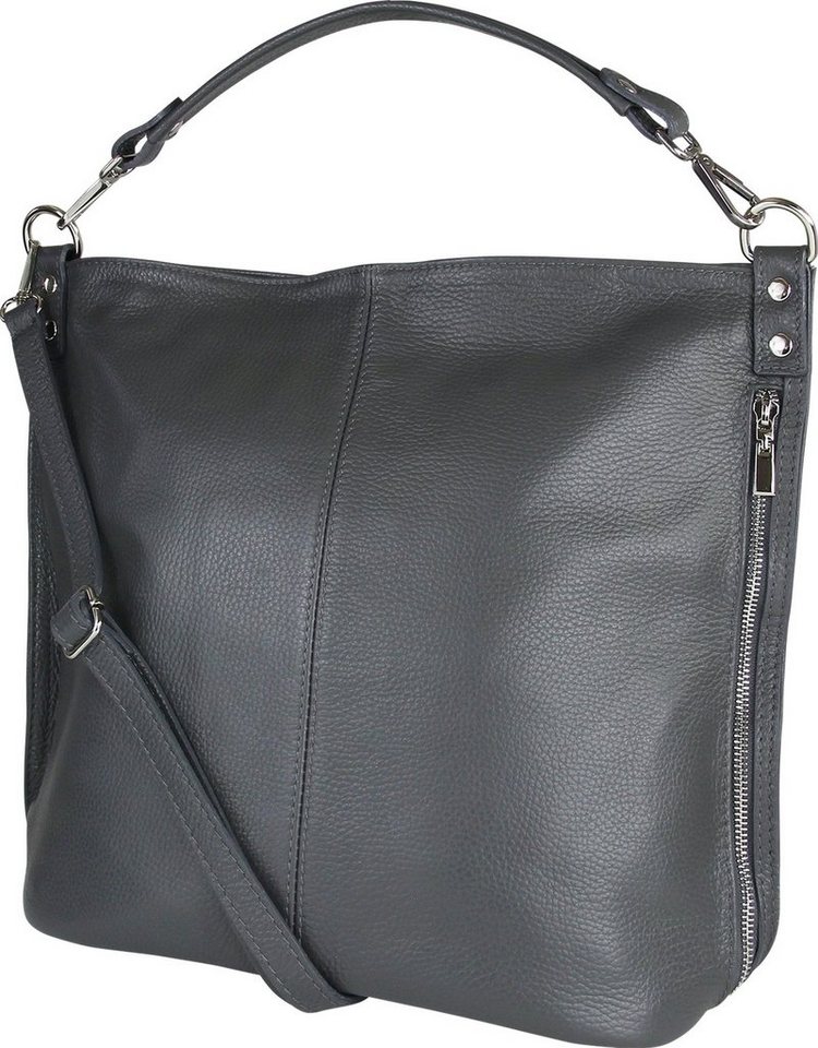 Toscanto Schultertasche Toscanto Damen Schultertasche Shopper (Schultertasche), Damen Schultertasche, Shopper Leder, grau, Größe ca. 40cm von Toscanto