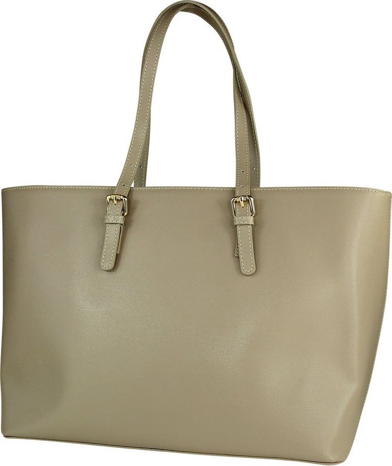 Toscanto Schultertasche Toscanto Damen Schultertasche Shopper (Schultertasche), Damen Schultertasche, Shopper, Leder helltaupe, grau, Größe ca. 43cm von Toscanto