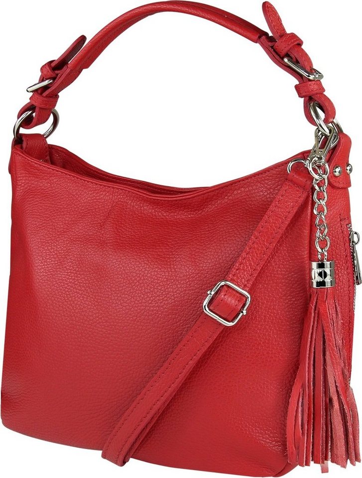 Toscanto Schultertasche Toscanto Damen Schultertasche Shopper (Schultertasche), Damen Schultertasche, Shopper Leder, rot, Größe ca. 30cm von Toscanto