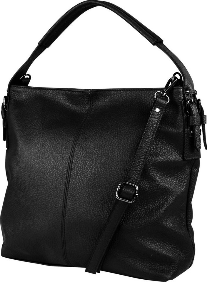 Toscanto Schultertasche Toscanto Damen Schultertasche Shopper (Schultertasche), Damen Schultertasche, Shopper Leder, schwarz, Größe ca. 34cm von Toscanto