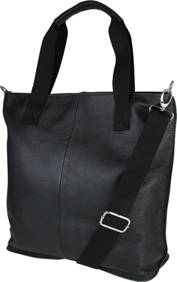 Toscanto Schultertasche Toscanto Damen Schultertasche Shopper (Schultertasche), Damen Schultertasche, Shopper Leder, schwarz, Größe ca. 44cm von Toscanto