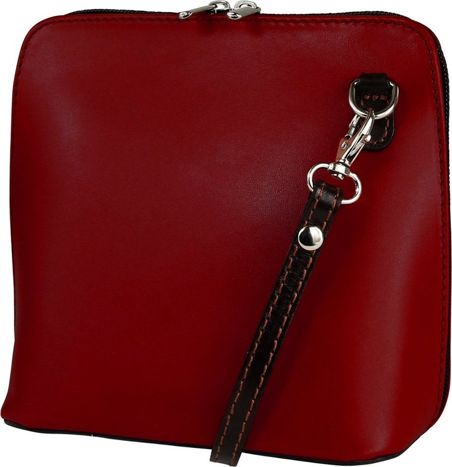 Toscanto Schultertasche Toscanto Damen Umhängetasche (Umhängetasche), Damen Umhängetasche, Schultertasche Leder, rot, schwarz, Größe ca 17cm von Toscanto