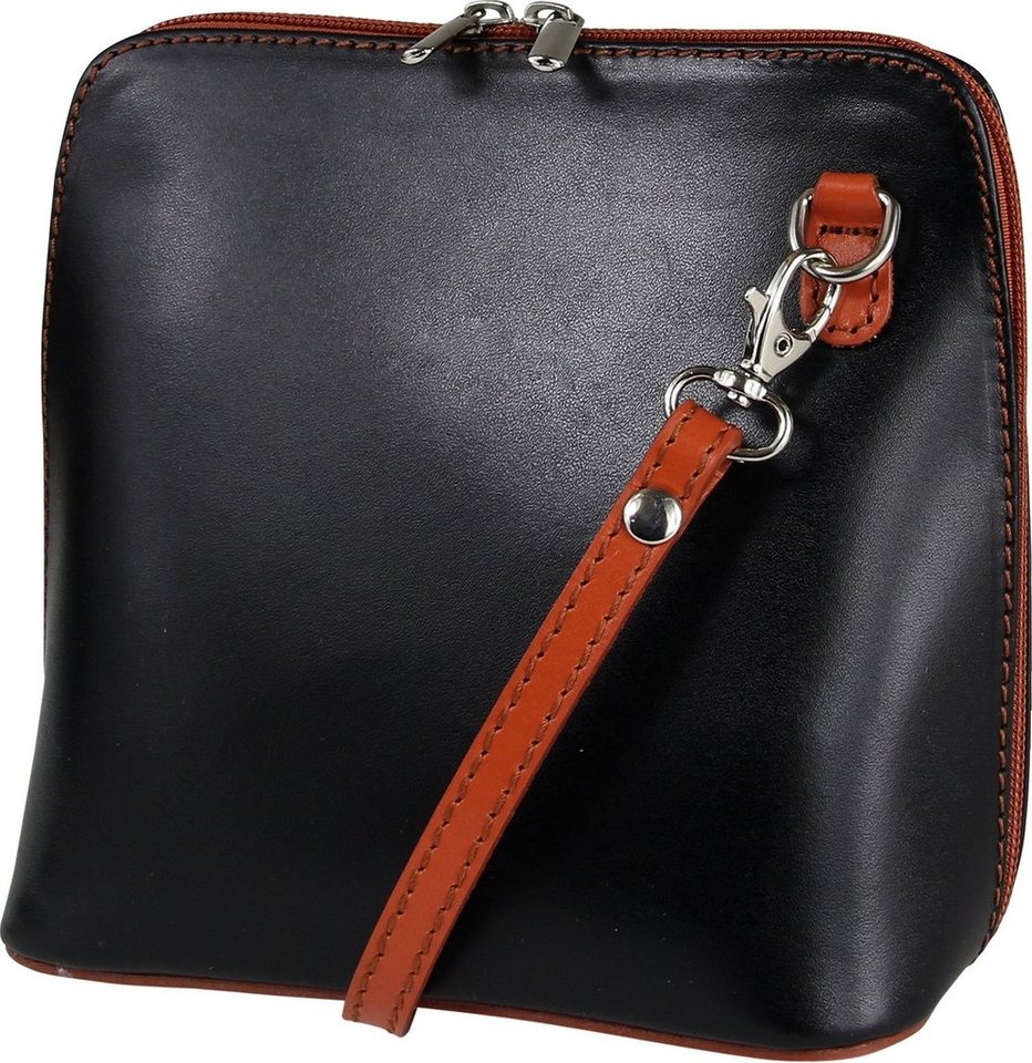 Toscanto Schultertasche Toscanto Damen Umhängetasche (Umhängetasche), Damen Umhängetasche, Schultertasche Leder, schwarz, braun, Größe 17cm von Toscanto