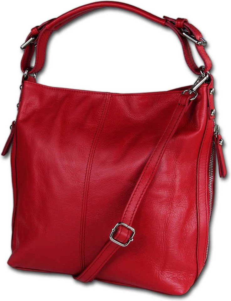 Toscanto Shopper Toscanto Beuteltasche, Shopper Freizeit (Shopper, Shopper), Damen Tasche Echtes Leder rot, Made-In Italy von Toscanto