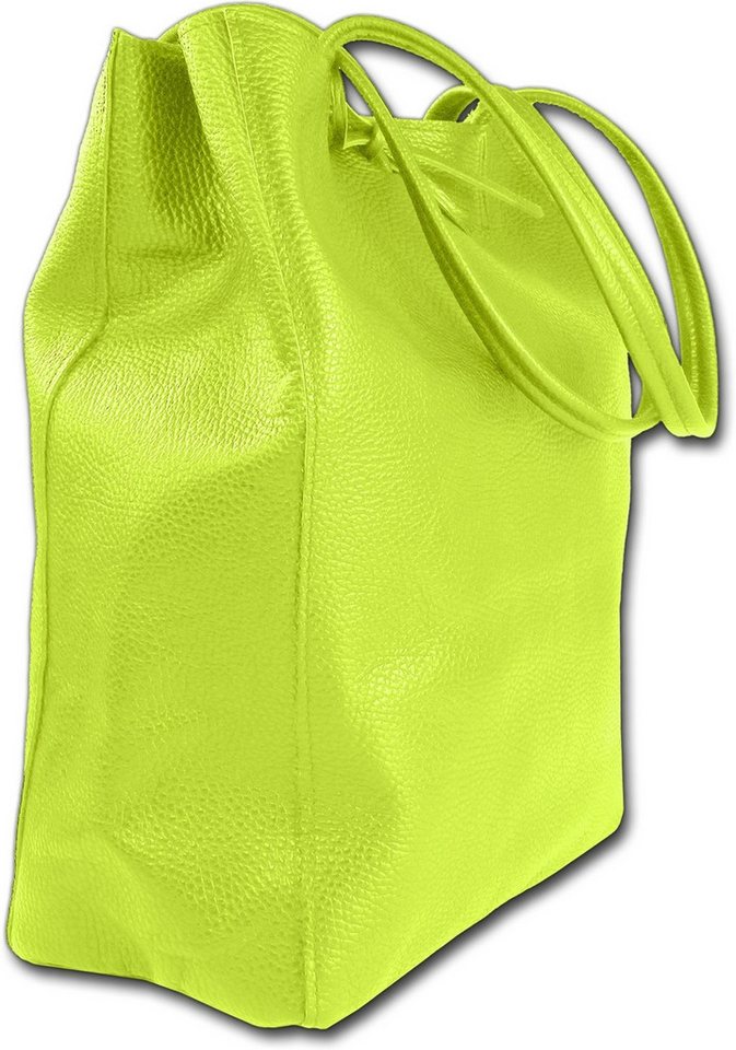 Toscanto Shopper Toscanto Damen Shopper Schultertasche (Shopper, Schultertasche), Damen Tasche Echtes Leder, Rindsleder gelbgrün, Made-In Italy von Toscanto