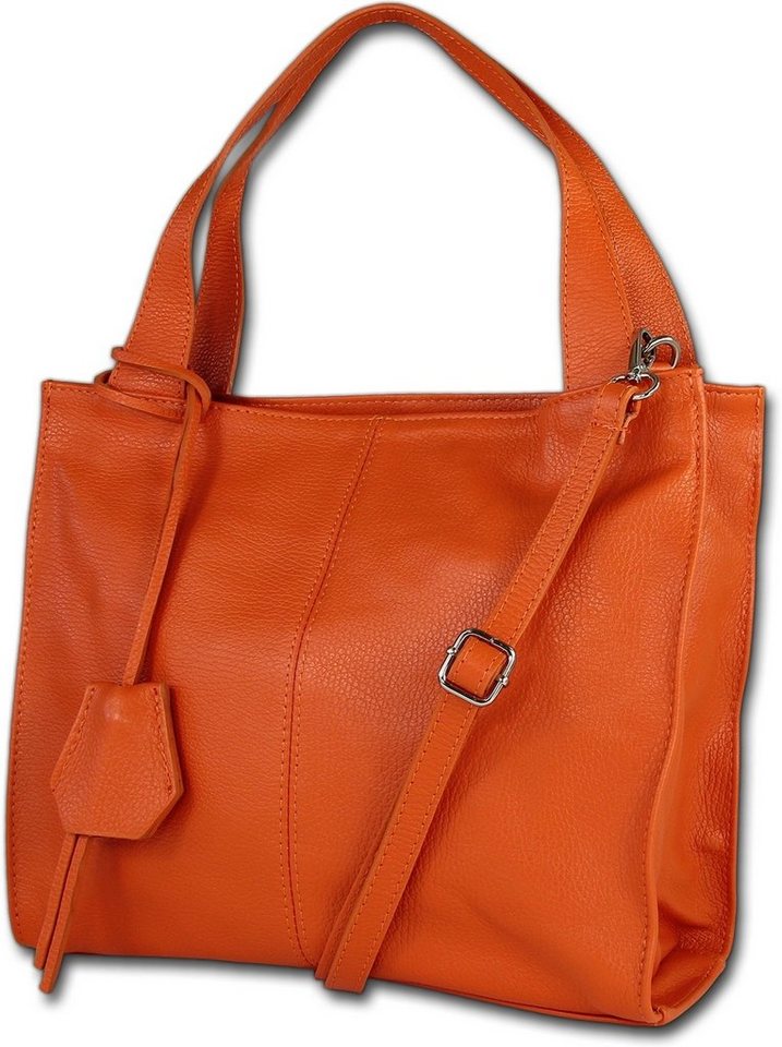Toscanto Shopper Toscanto Schultertasche, Shopper (Schultertasche, Shopper), Damen Tasche Echtes Leder orange, Made-In Italy von Toscanto