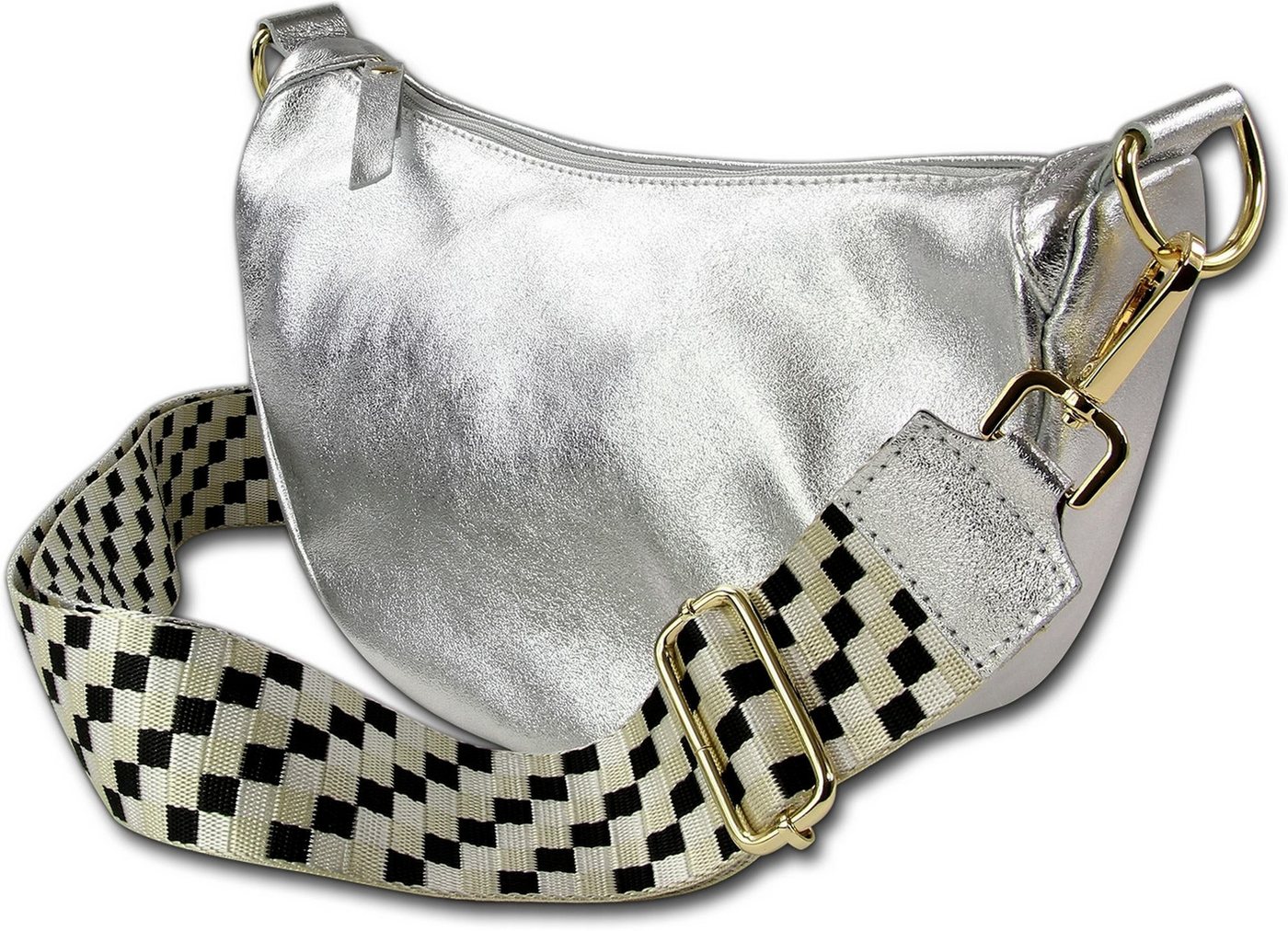 Toscanto Umhängetasche Toscanto Damen Jugend Umhängetasche (Umhängetasche, Umhängetasche), Damen, Jugend Tasche Echtes Leder silber, Made-In Italy ca. 33cm von Toscanto