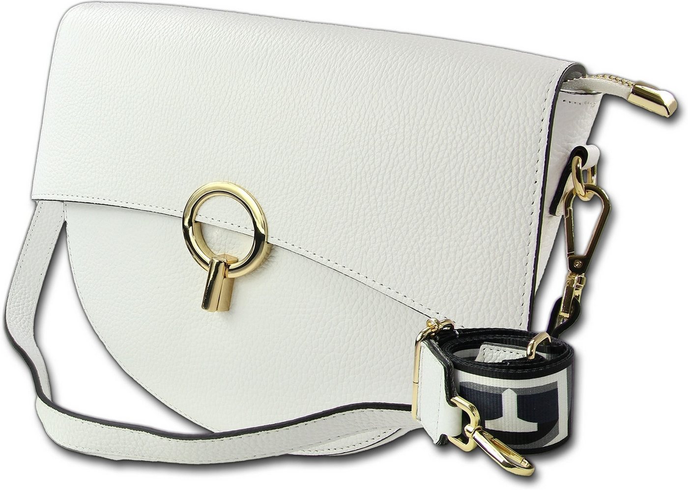 Toscanto Umhängetasche Toscanto Damen Jugend Umhängetasche (Umhängetasche, Umhängetasche), Damen, Jugend Tasche Echtes Leder weiß, Made-In Italy ca. 30cm von Toscanto