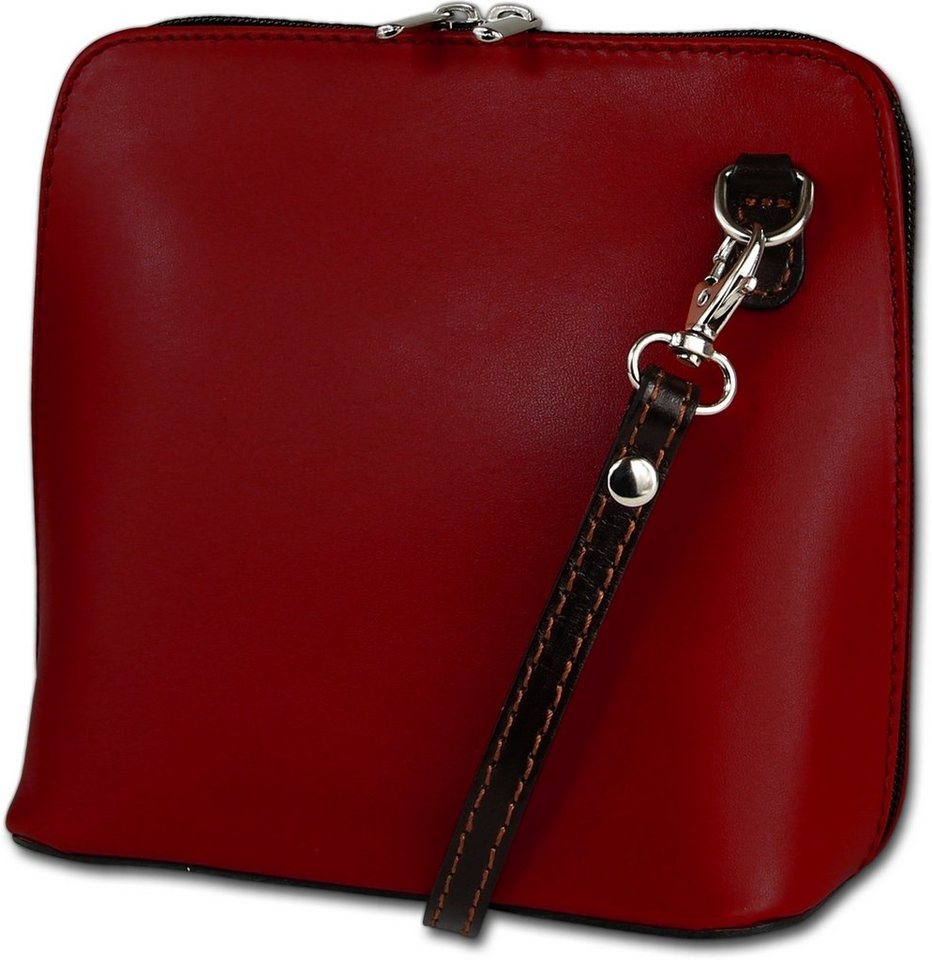 Toscanto Umhängetasche Toscanto Damen Umhängetasche (Umhängetasche, Schultertasche), Damen Tasche Echtes Leder, Rindsleder rot, schwarz, Made-In Italy von Toscanto