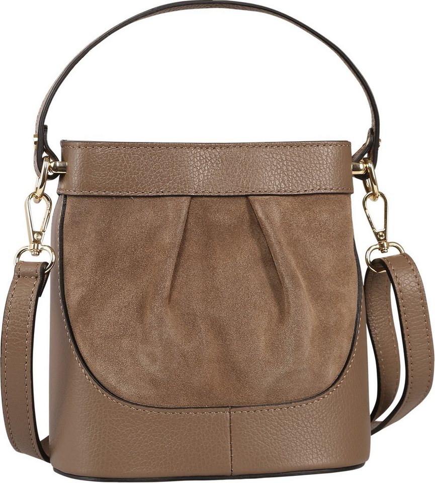 Toscanto Umhängetasche Toscanto Damen Umhängetasche Leder (Umhängetasche), Damen Leder Umhängetasche, taupe, beige ca. 18cm von Toscanto