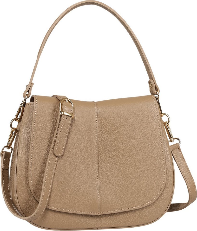 Toscanto Umhängetasche Toscanto Damen Umhängetasche Leder (Umhängetasche), Damen Leder Umhängetasche, taupe, beige ca. 27cm von Toscanto