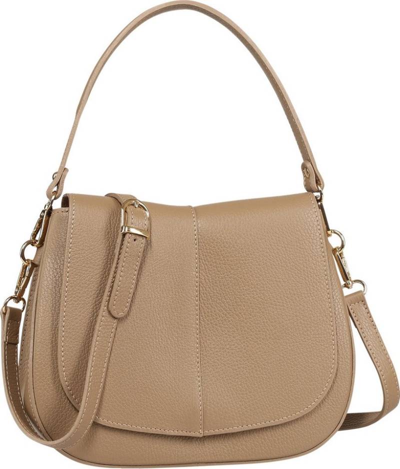 Toscanto Umhängetasche Toscanto Damen Umhängetasche Leder (Umhängetasche), Damen Leder Umhängetasche, taupe, beige ca. 27cm von Toscanto