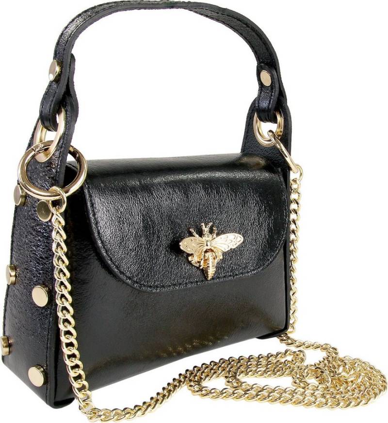 Toscanto Umhängetasche Toscanto Damen Umhängetasche Leder (Umhängetasche), Damen Umhängetasche Leder, schwarz metallic ca. 18cm x ca. 12cm von Toscanto