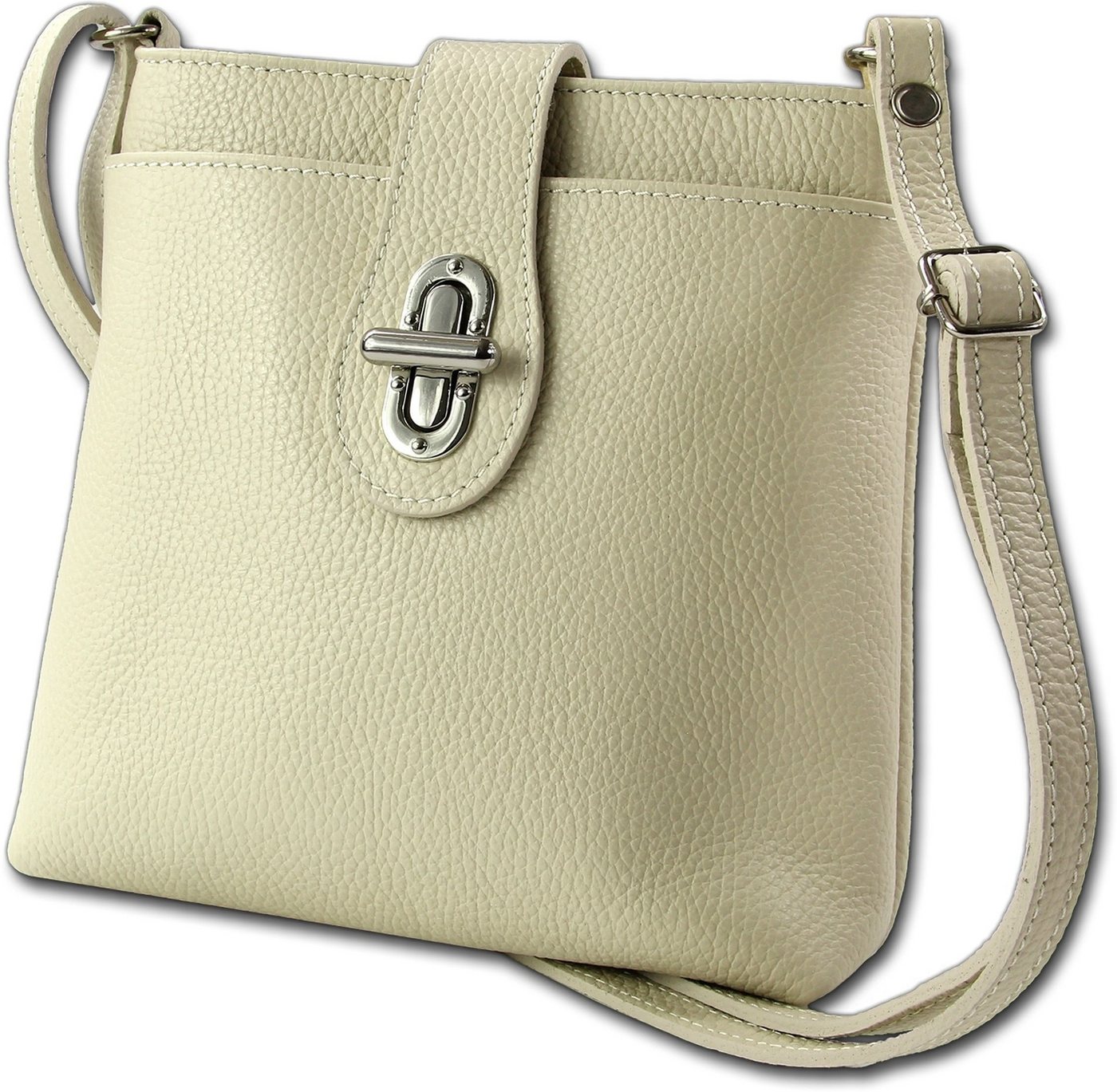 Toscanto Umhängetasche Toscanto Damen Umhängetasche Leder (Umhängetasche, Umhängetasche), Damen Tasche Echtes Leder beige, Made-In Italy ca. 22cm von Toscanto