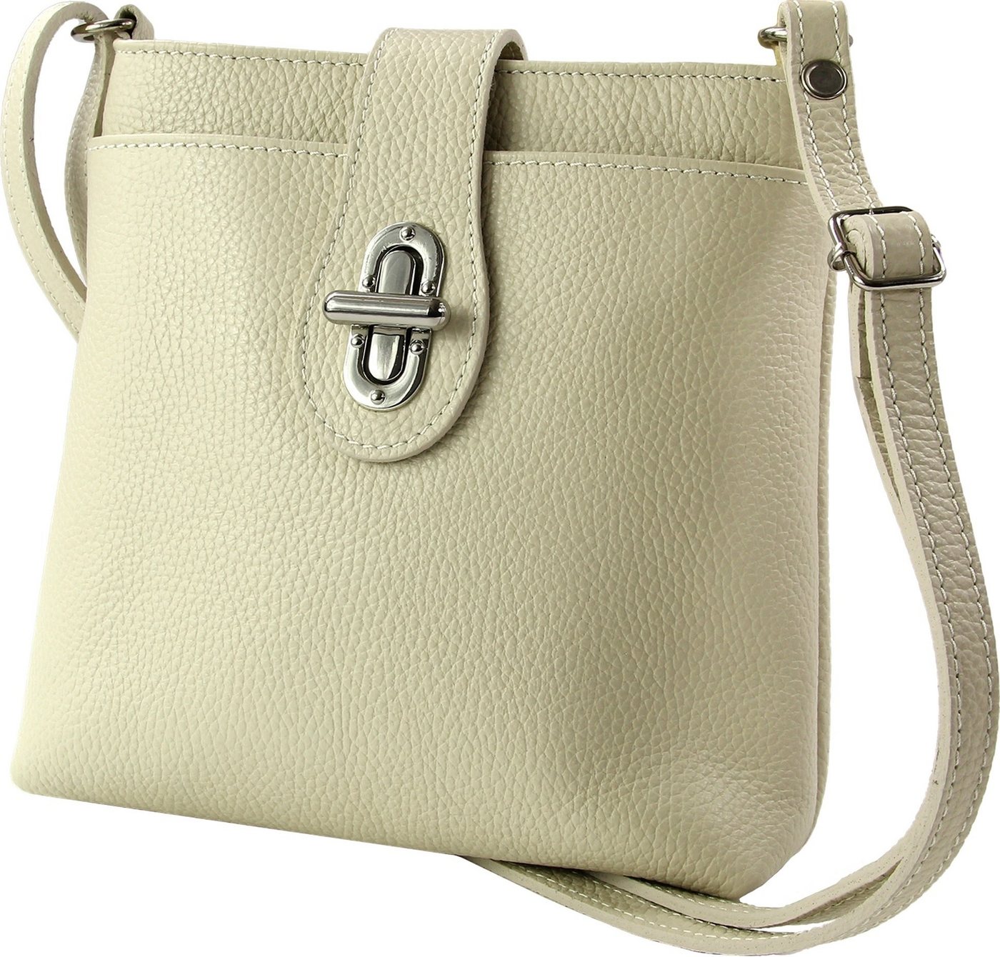 Toscanto Umhängetasche Toscanto Damen Umhängetasche Leder Tasche (Umhängetasche), Damen Umhängetasche Leder, beige ca. 22cm x ca. 22cm von Toscanto