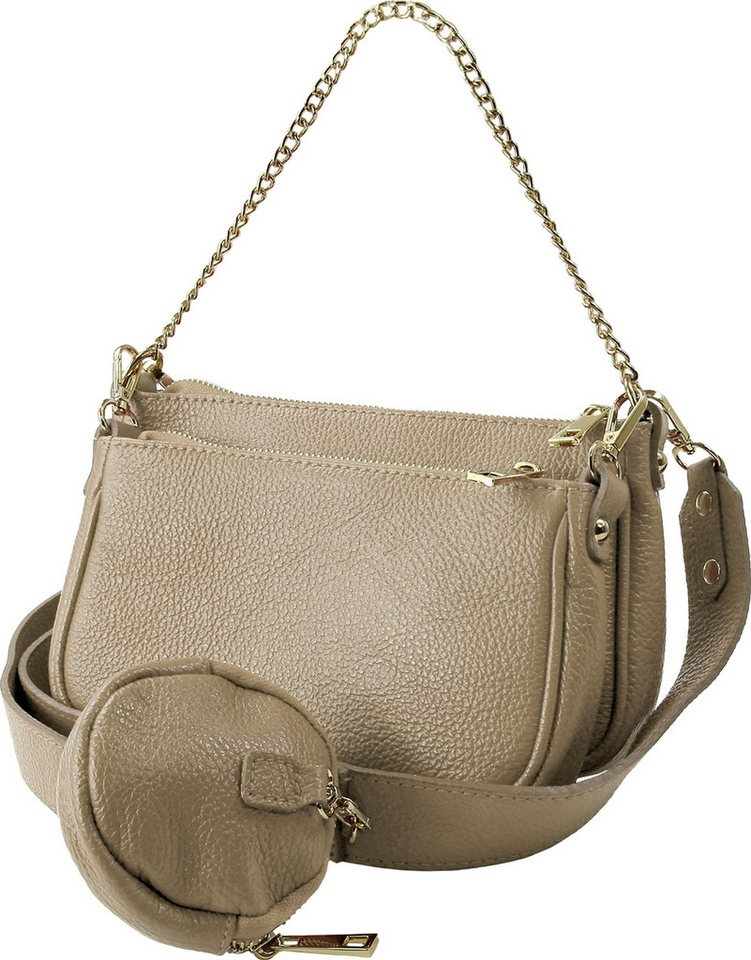 Toscanto Umhängetasche Toscanto Damen Umhängetasche Leder Tasche (Umhängetasche), Damen Umhängetasche Leder, taupe, beige ca. 24cm x ca. 13cm von Toscanto