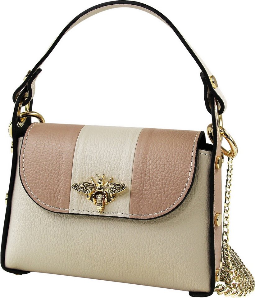 Toscanto Umhängetasche Toscanto Tasche beige rosa Leder (Umhängetasche), Damen Leder Umhängetasche, beige, rosa ca. 19cm von Toscanto