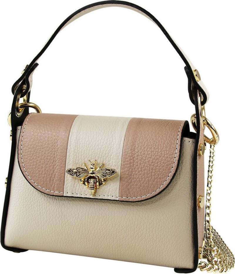 Toscanto Umhängetasche Toscanto Tasche beige rosa Leder (Umhängetasche), Damen Leder Umhängetasche, beige, rosa ca. 19cm von Toscanto