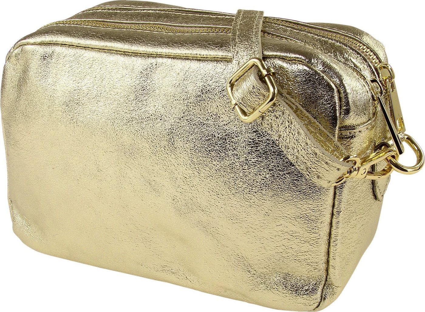 Toscanto Umhängetasche Toscanto Tasche gold Umhängetasche mittel (Umhängetasche), Damen Umhängetasche Leder, gold, Größe ca. 22cm von Toscanto