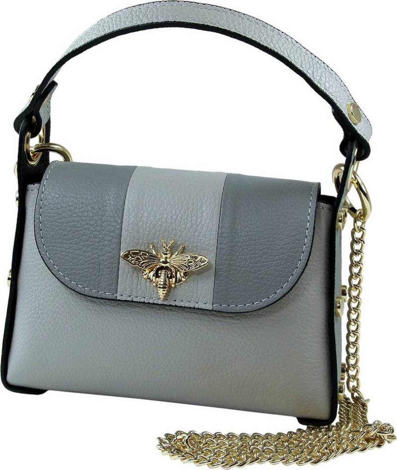 Toscanto Umhängetasche Toscanto Tasche grau hellgrau Leder (Umhängetasche), Damen Leder Umhängetasche, grau, hellgrau ca. 19cm von Toscanto