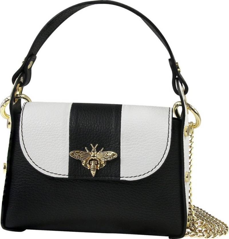 Toscanto Umhängetasche Toscanto Tasche schwarz weiß Leder (Umhängetasche), Damen Leder Umhängetasche, schwarz, weiß ca. 19cm von Toscanto