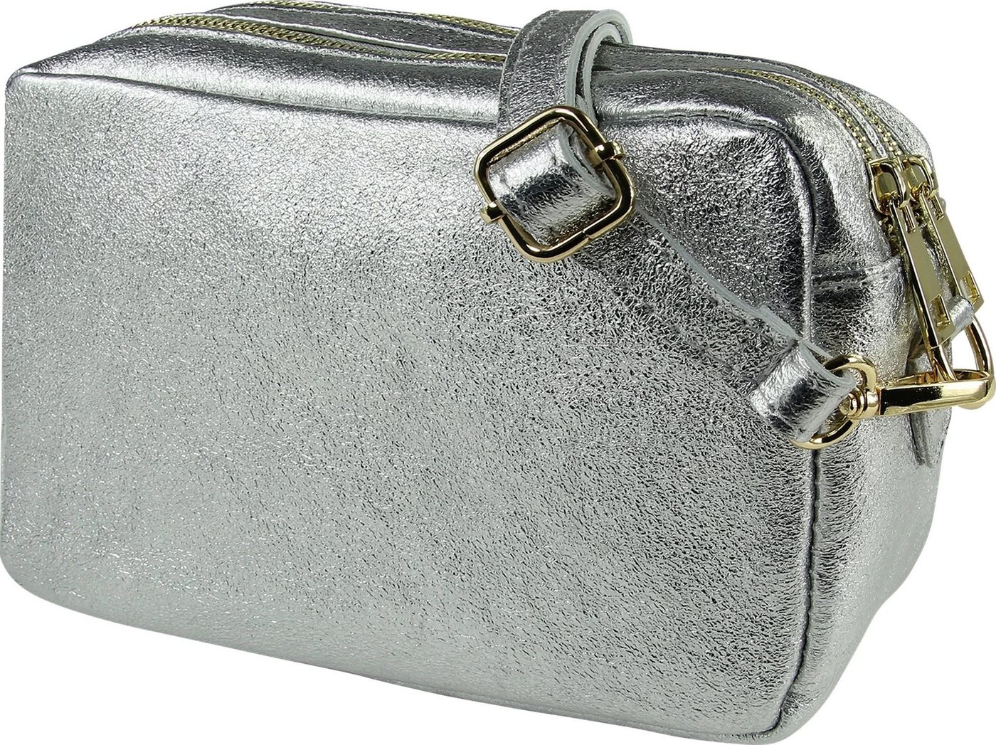 Toscanto Umhängetasche Toscanto Tasche silber Umhängetasche (Umhängetasche), Damen Umhängetasche Leder, silber, Größe ca. 22cm von Toscanto