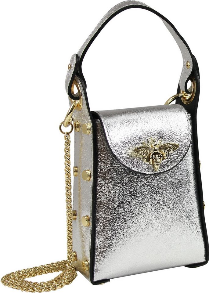 Toscanto Umhängetasche Toscanto Tasche silber metallic Leder (Umhängetasche), Damen Leder Umhängetasche, silber metallic ca. 13cm von Toscanto