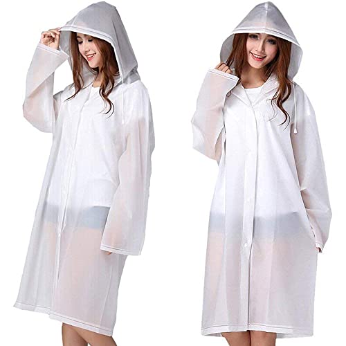 Tosean 2 Stück Regenponcho Regencape Wiederverwendbar Regenmantel mit Kaputze Wasserdicht Transparent Regen Poncho Atmungsaktiv Regencape tragbarer Regenbekleidung Regenjacke 160-190cm von Tosean