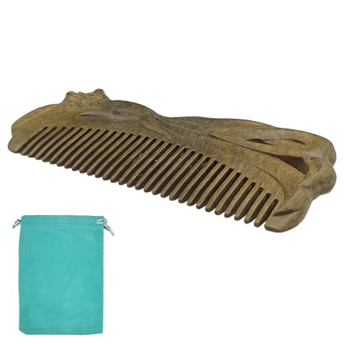 Tostyles Handgefertigter natürlicher grüner Sandelholz-Haarkamm, antistatisch, Sandelholzduft, natürlicher Holzkamm mit Aufbewahrungstasche, tragbar, für Reisen, zur Massage der Kopfhaut, Damen, von Tostyles