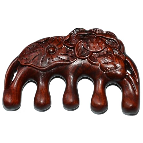 Tostyles Holzkamm mit breiten Zähnen, Kopfhautmassage, keine statisch, grünes Sandelholz, Holzkamm für Damen, Herren, Kinder, Haare, Hals, Hände, Beine, Pflegewerkzeug (Blume 1) von Tostyles