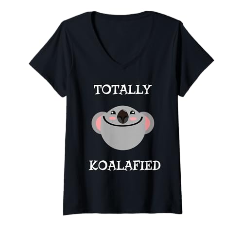 Damen Süßes Koala-Wortspiel von Totally Koalafied, im Vintage-Stil, Zoo-Tierliebhaber T-Shirt mit V-Ausschnitt Damen Süßes Koala-Wortspiel von Totally Koalafied, im Vintage-Stil, Zoo-Tierliebhaber T-Shirt mit V-Ausschnitt von Totally Koalafied Zoo Animal Lover Koala Pun Gifts