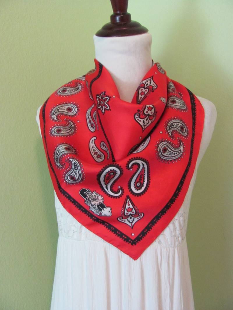 Frühe Winter // Schöner Roter Paisley Seidenschal 63 cm Im Quadrat Vintage Designer Schals Signiert von TotallyScarves