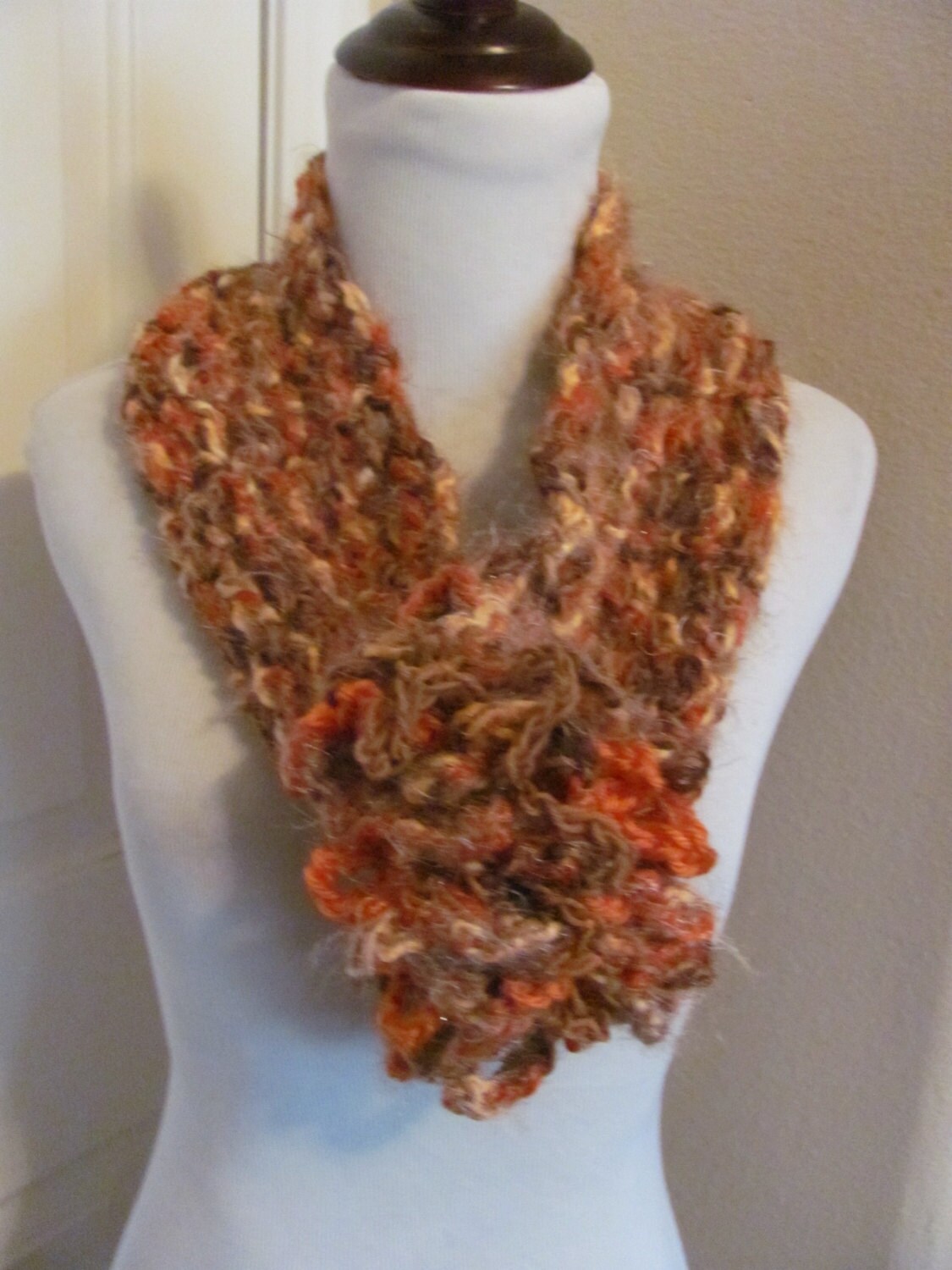 Schöner Einzigartiger Weicher Dicker Orange Brauner Chunky Cowl Schal - 6 "Breit X 15" Handgestrickter Unikat // Viele Andere in Meinem Shop von TotallyScarves
