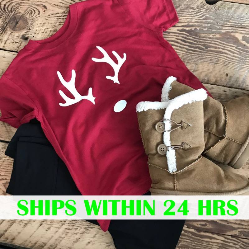 Geweih T-Shirt - Remode Weihnachten Kinder Mode Weihnachtskleidung Beliebte Tshirt Sofort Lieferbar Rts von TotandRoo