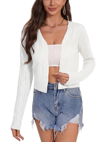 Totatuit Bolero Damen Festlich Kurz Strickjacke Cardigan Langarm Leicht Elegant Bolerojacke Schulterjacke Weiß L Totatuit Bolero Damen Festlich Kurz Strickjacke Cardigan Langarm Leicht Elegant Bolerojacke Schulterjacke Weiß L von Totatuit