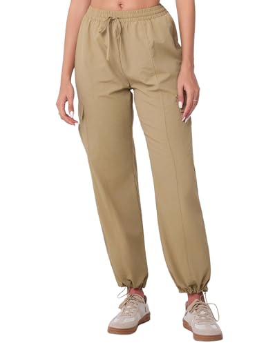 Totatuit Cargohose Damen Sommer Y2k Streetwear Cargo Baggy Quick Dry Trekkinghose Damen Jogginghose Freizeithose Outdoorhose Elastisch High Waist Hosen Knöcheln Frühling Wanderhose mit Taschen von Totatuit