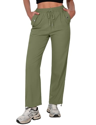Totatuit Cargohose für Damen Y2K Baggy Hosen Leichte High Waist Freizeithose mit Weitem Bein Arbeitshose Wanderhose mit Multi Taschen von Totatuit