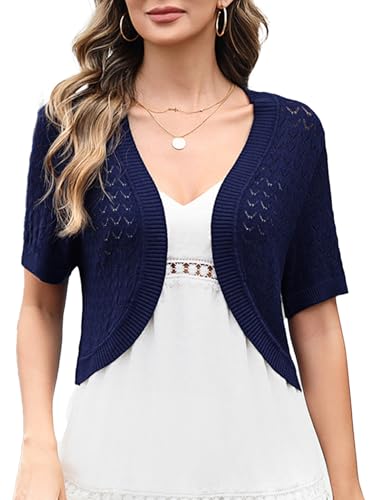 Totatuit Damen Kurzarm Open Front Bolero Strickjacke Shrug Solid Cardigan Top von Totatuit