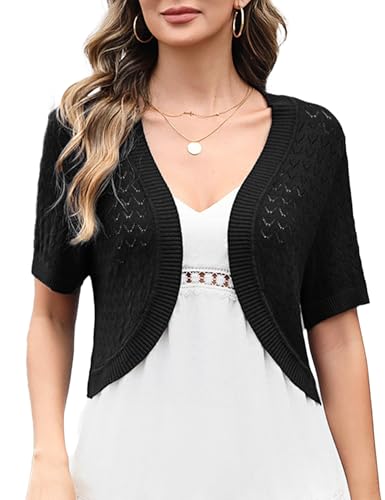 Totatuit Damen Kurzarm Open Front Bolero Strickjacke Shrug Solid Cardigan Top von Totatuit