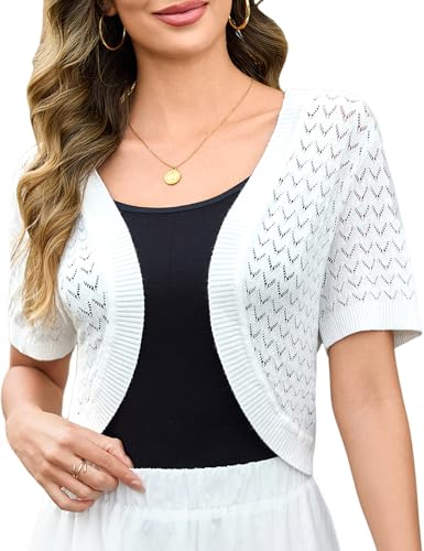 Totatuit Damen Kurzarm Open Front Bolero Strickjacke Shrug Solid Cardigan Top von Totatuit