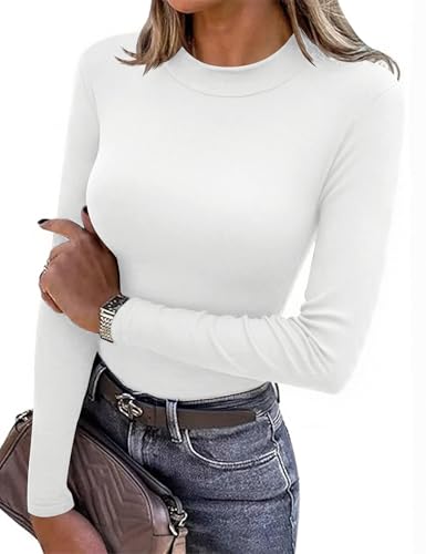 Totatuit Damen Langarm Rollkragen Shirt Slim Fit Basic Elegant Oberteile Stretch Unterziehshirt für kalte Tage, Herbst Winter und Freizeit von Totatuit