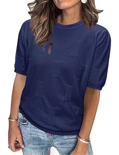 Totatuit Damen Pulli T-Shirt Rundhals Ausschnitt Lose Bluse Hemd Pullover Sweatshirt Oberteil Tops Shirts von Totatuit