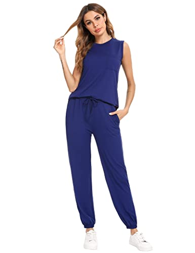 Totatuit Damen Tracksuit Rundhalsausschnitt Einfarbig Zweiteiler Hausanzug Loungewear Outfit Jogger Trainingsanzug Set von Totatuit