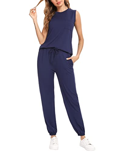 Totatuit Damen Tracksuit Rundhalsausschnitt Einfarbig Zweiteiler Hausanzug Loungewear Outfit Jogger Trainingsanzug Set von Totatuit