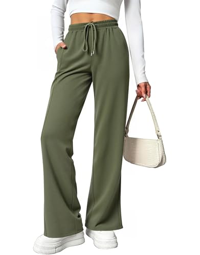 Totatuit Freizeithose Damen Locker – Baggy Hose Weites Bein, Jogginghose Grau Damen, Atmungsaktive Sweathose von Totatuit