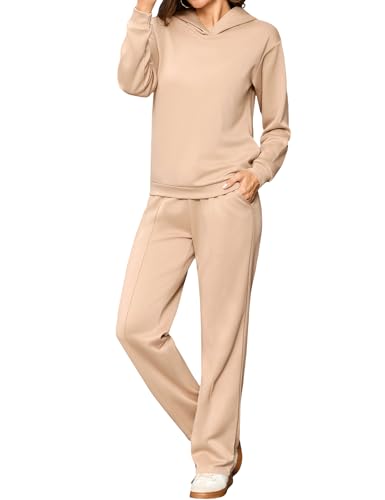 Totatuit Jogginganzug Damen Freizeitanzug Set Stylischer Hoodie mit Lange Hose für Herbst und Winter Khaki XXL von Totatuit